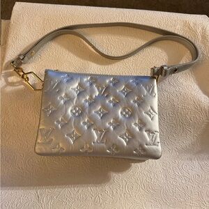 Silver LV Cussins crossbody